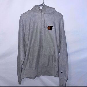 CHAMPION Reverse Weave Gray Grey Hoodie - Large